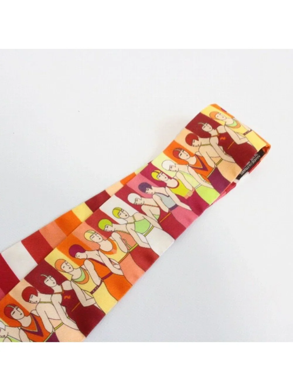 Hermes Tsuiri People Who Play in the Water Silk 100% Orange Pawn Scarf
